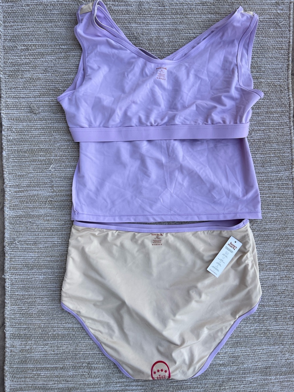Honey Mark Deep Lavender Swim Set Basil Wrap Top & bottom size XL - Picture 7 of 9